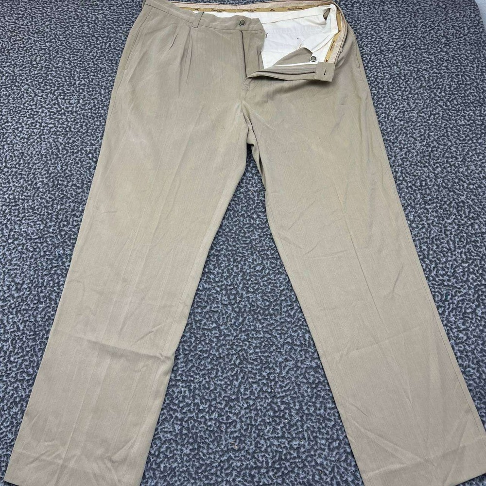 Tommy Bahama Pants Men 36x32 Beige Chino‎ Pleated Straight Fit Outdoor Pocket